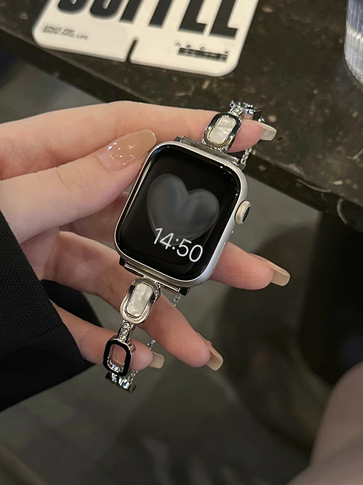 

Luxury Marble Slim Bracelet Metal Band For Apple Watch 8 7 6 SE 5 4 3 Ultra Diamand Strap For iwatch 41mm 42 44MM 38 45 40 49MM