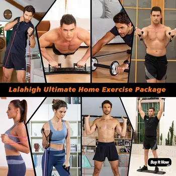 Portable Home Gym System: Large Compact Push Up Board, Pilates Bar & Fitness Accessories with Resistance Bands 2