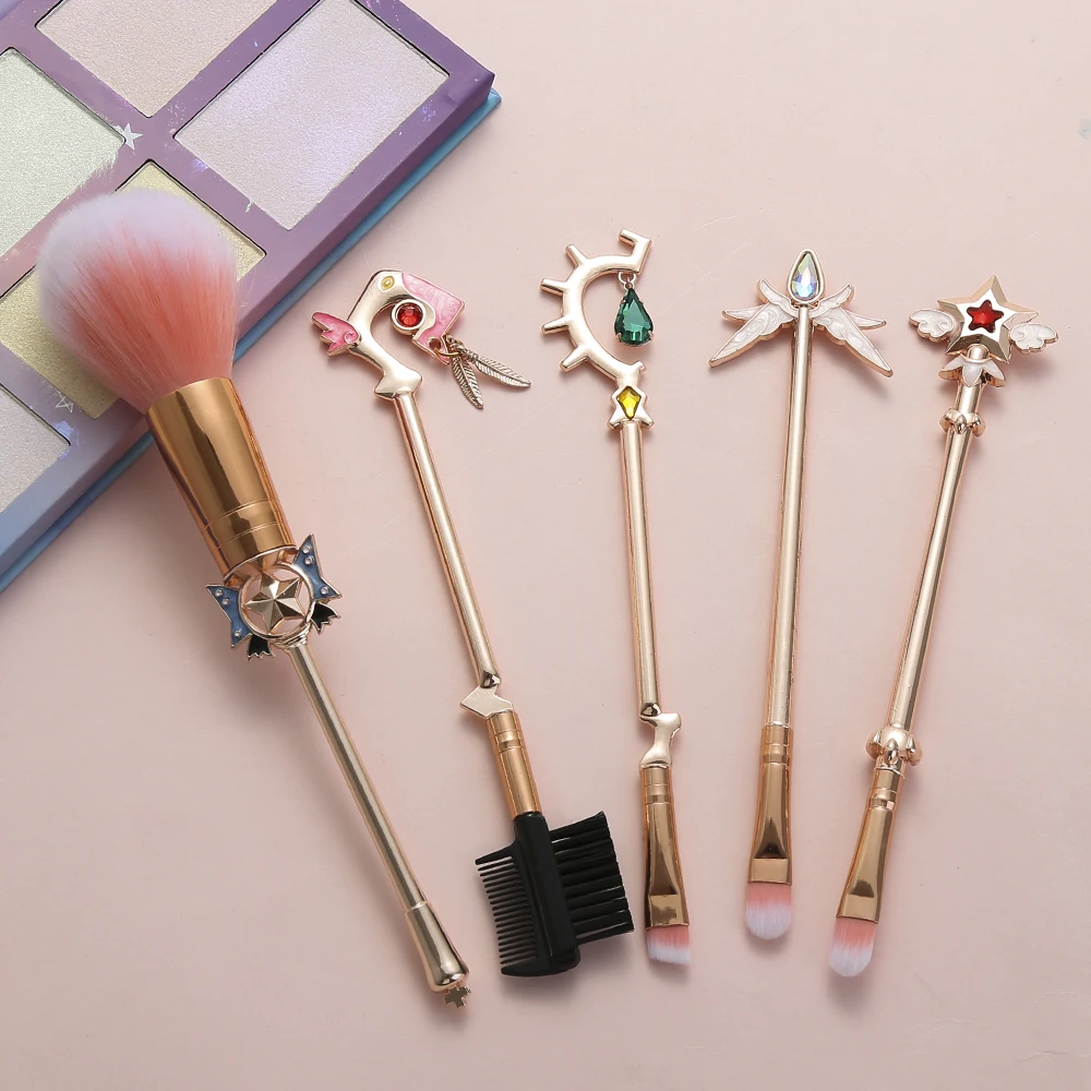 5 Pz/Set Magic Girl Pennelli Per Il Trucco Strumenti Di Bellezza Eyeliner Per Sopracciglia Set Di Pennelli Per Il Trucco Delle Labbra Kit Professional
