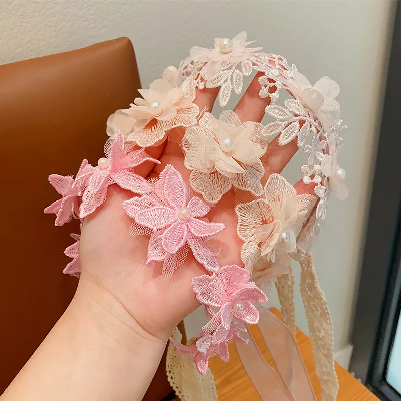 Bride Hair Accessories Flower Headband Bridal Tiara Wedding Hair Jewelry Ribbon Hairband Pearls Headpiece Fashion Jewelry hair accessory bridal headwear