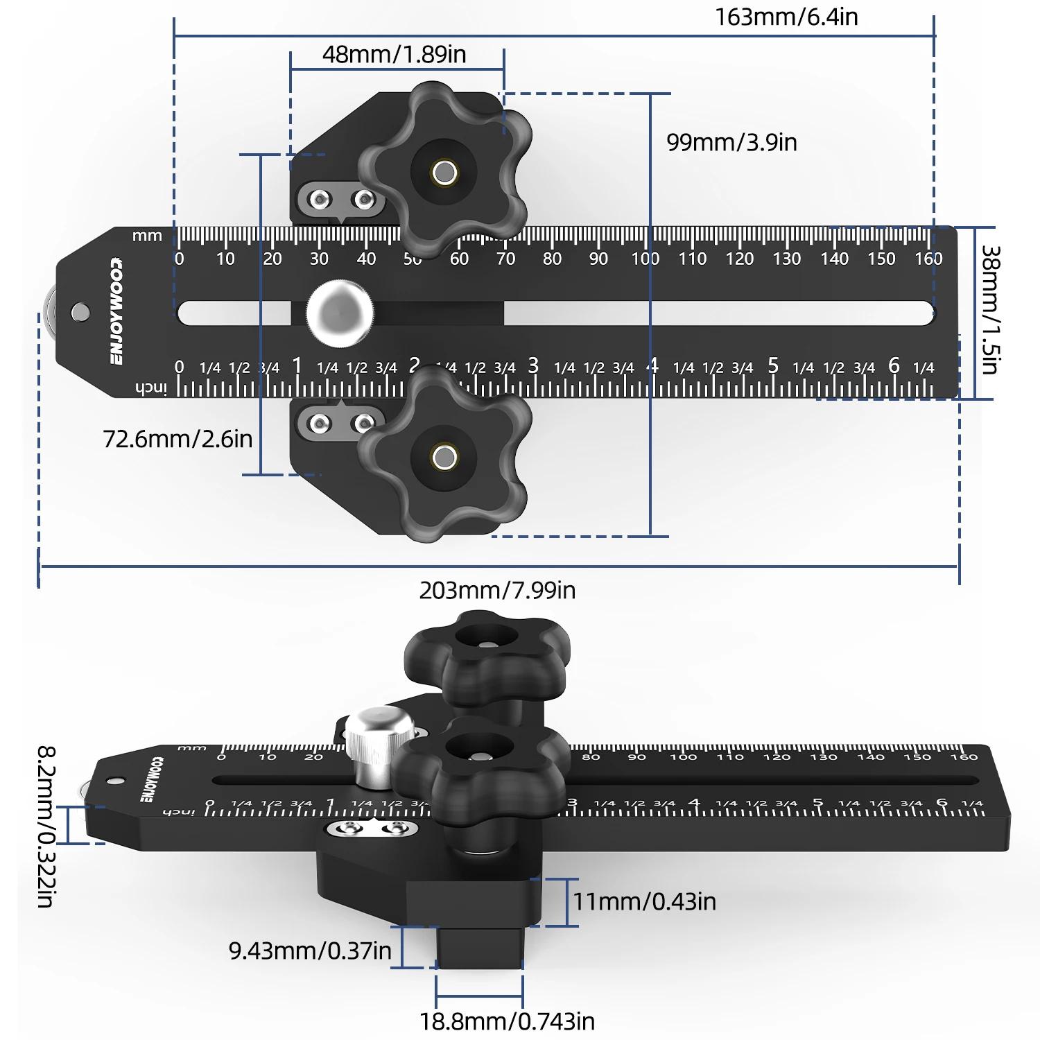 Woodworking Thin Rip Jig Sliding Ruler Table Saw Guide