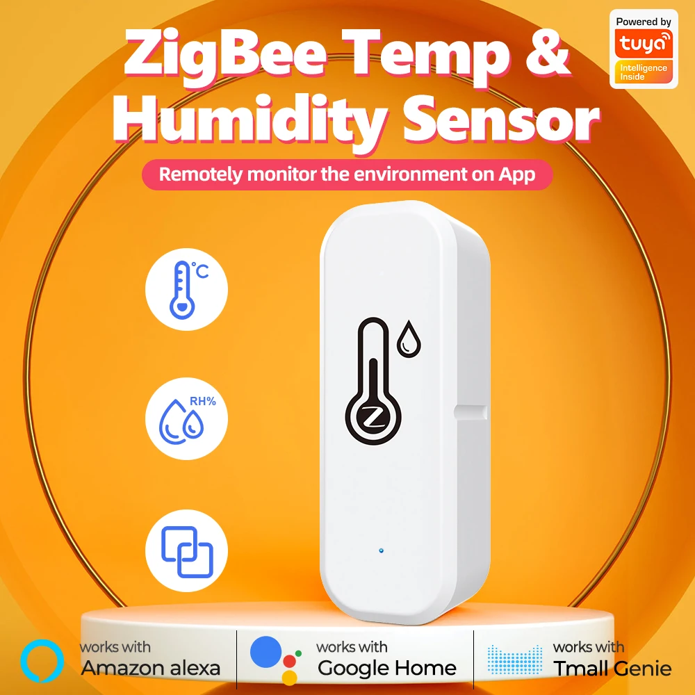 Tuya ZigBee Temperature Humidity Sensor Smart Home Detector APP Real Time  Monitor Works With Alexa Google Zigbee Hub Required - AliExpress