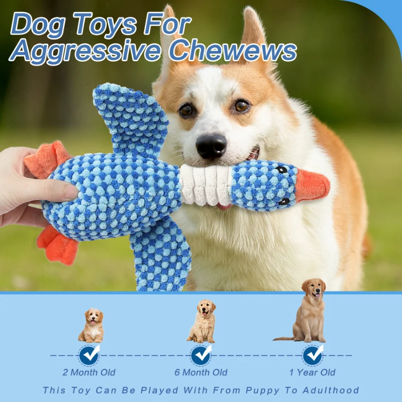Plush Goose Dog Toy - Chew  Squeak Toy for Small to Large Dogs and Cats
