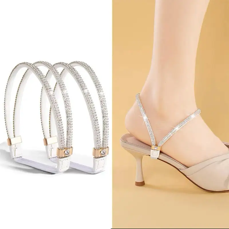 1 paar Strass High Heels Schuhe Band Anti-lose Frauen Diamant Schnürsenkel Anti-drop Ferse Straps Gürtel Bohrer elastische Feste Gürtel – Detail 13