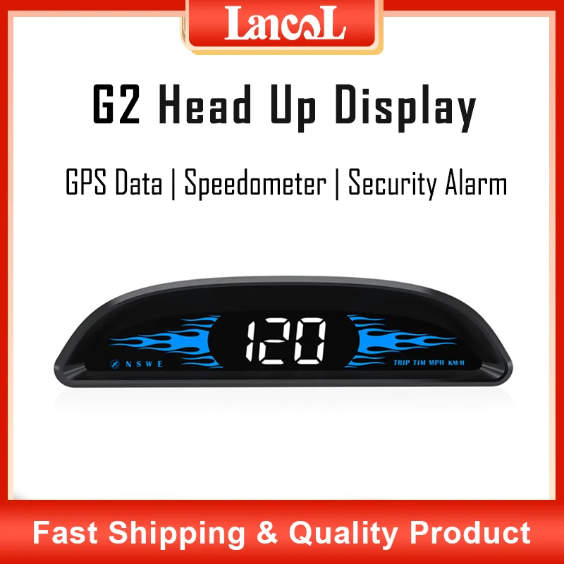 G2 Auto Hud Gps Head Up Display Car Projector Speedometer With Compass Security Alarm Electronic
