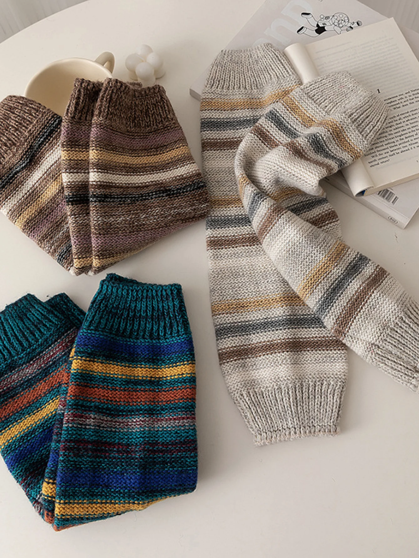 1 Pairs Women's Winter Knitting Leg Warmer, Breathable Loose Warm Streetwear Casual Boots Cuffs Cover For Daily Wear Leg sleeves