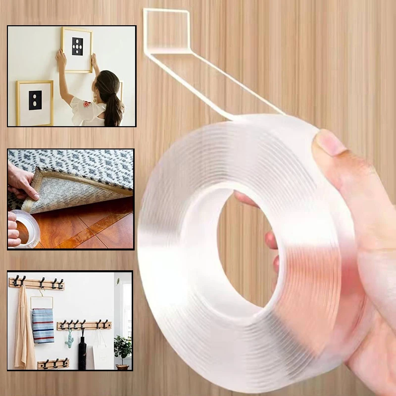 

1/2/3/5/10M Nano Tape Double Sided Tape Transparent Reusable Waterproof Adhesive Tapes Cleanable Kitchen Bathroom Supplies Tapes