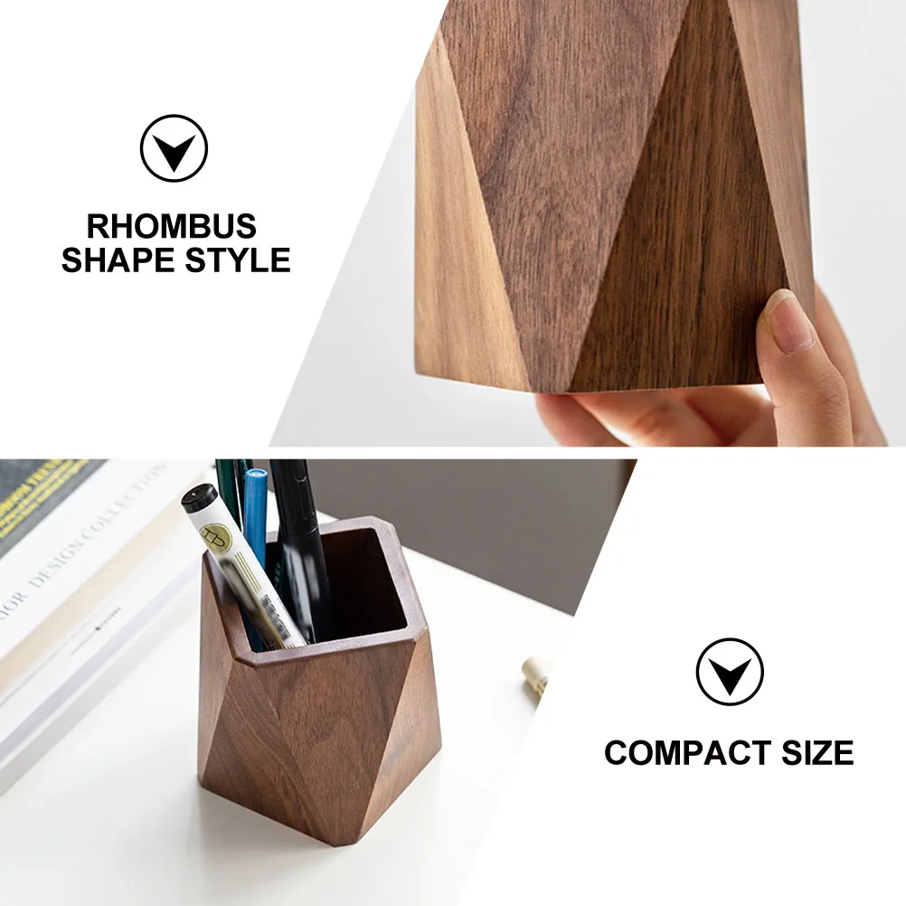 Pen holder desk organizer pen and brush holder desk storage rack wooden solid walnut tabletop stationery storage