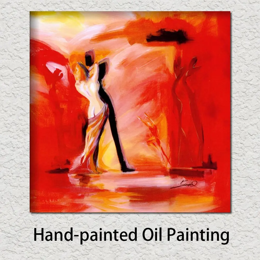 

Abstract Figurative Canvas Art Romance Dancer in Red Handmade Oil Painting Contemporary Artwork for Family Room Decor Best Gift