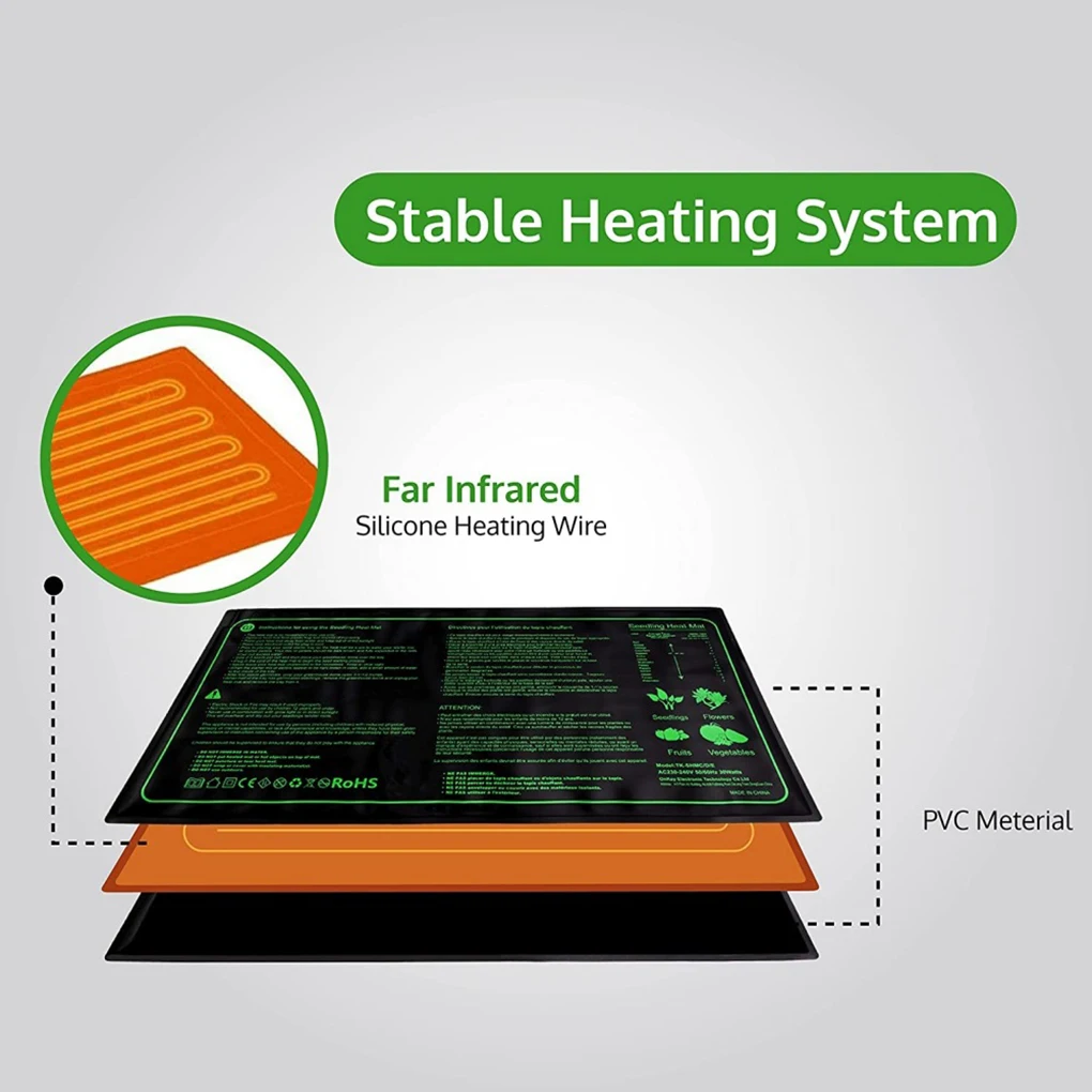 20 inch x 10 inch Garden Accessories Nursery Seedling Heat Mat with temperature controller