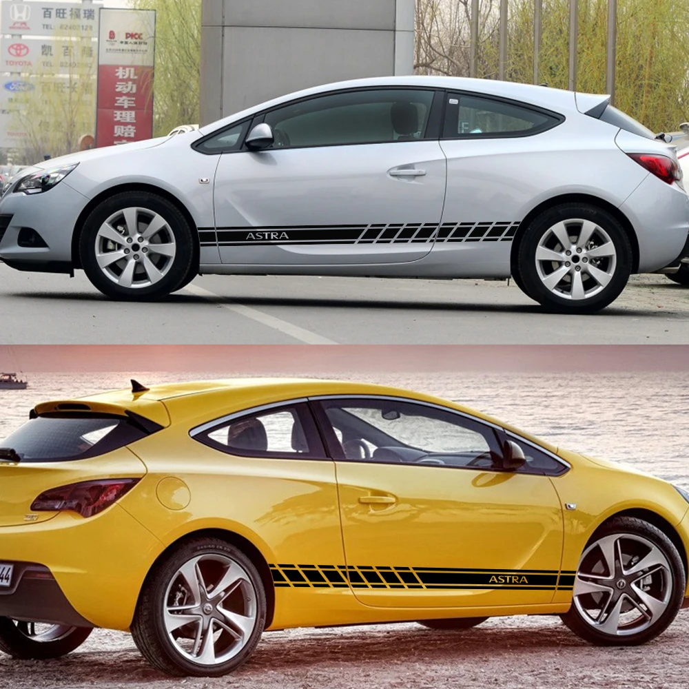 

2PCS Insignia Corsa D B E Mokka Vectra B Car Sporty Door Side Skirt Stripes Sticker for Opel OPC Astra J H G K Auto Accessories