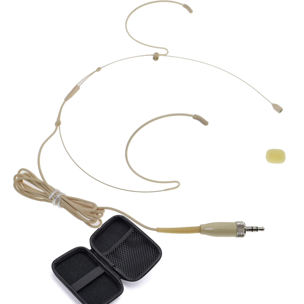 Skin Hm200 Dual Ear Hanging Microfono Headmic Per Sennheiser Sk 100 300 500 Ew G3 G4 Beltpack Sistema Wireless Con Scatola Con Cerniera