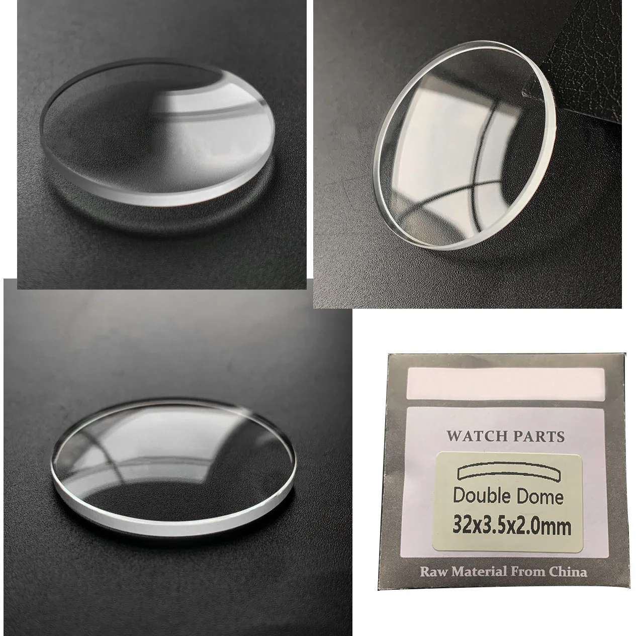Enhanced Mineral Watch Crystal - Double Dome, 2.0mm Thick, Transparent Lens Replacement (26mm-45mm)
