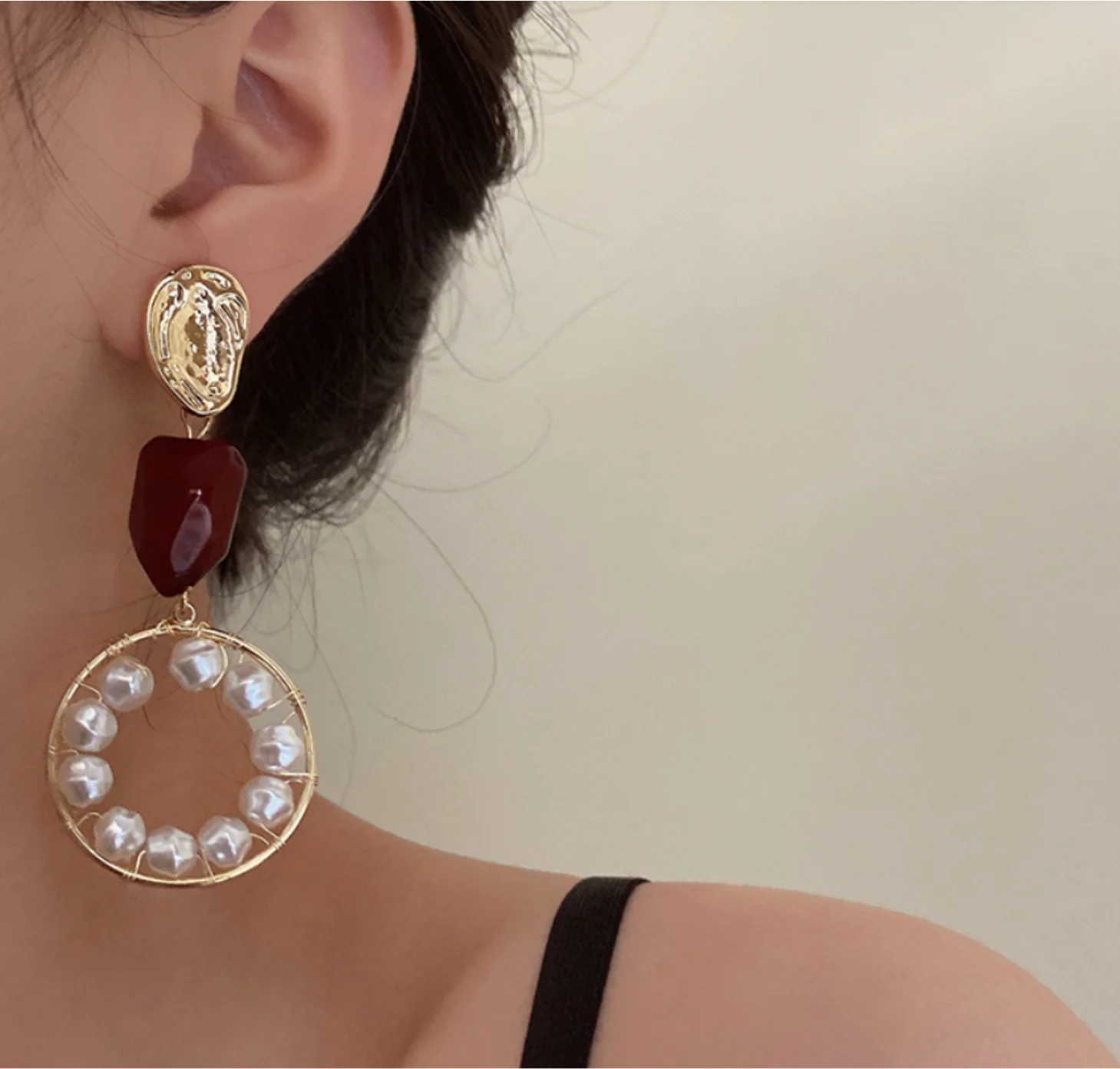 2022 new S925 silver needle baroque pearl Vintage alloy acrylic Earrings for women Fashion Jewelry