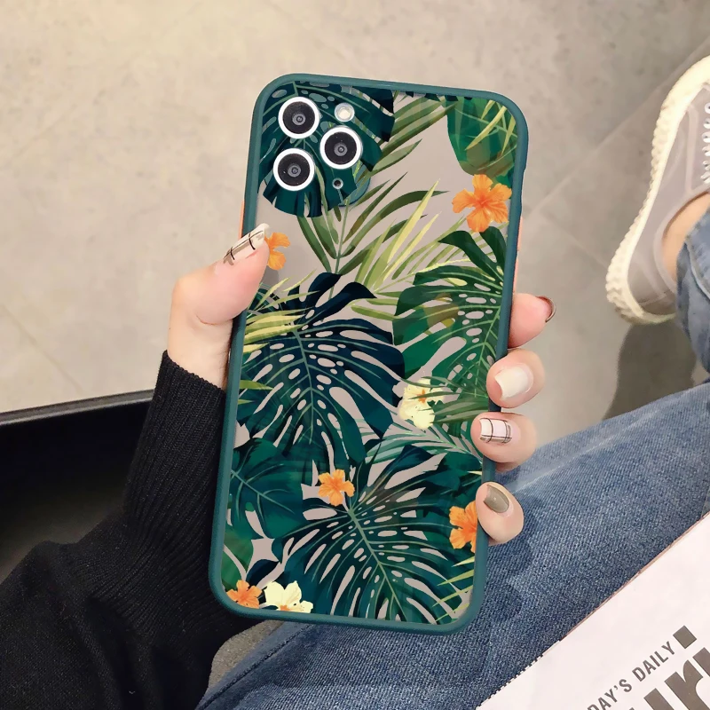 Tropical Palm Leaves Shockproof Phone Case - Stylish and Durable Cover