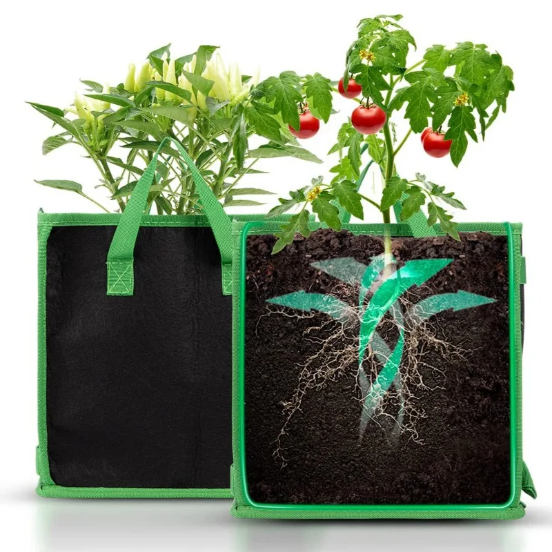 Square Planting Bag Non-woven Fabric Sports Seedling Pot Gardening Plant Growth Bag Indoor  Outdoor Garden Plant Planting Bucket
