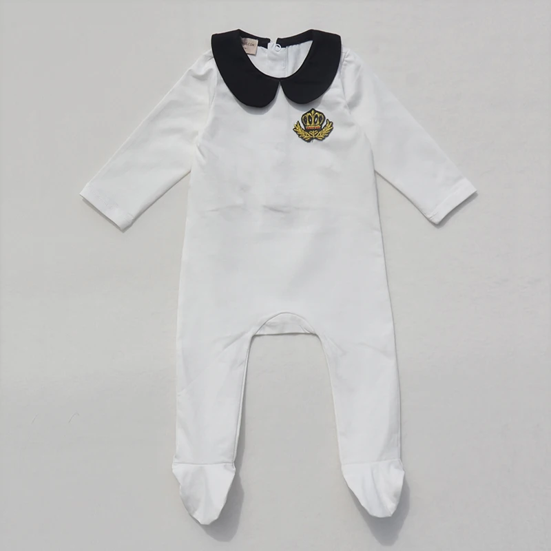 Children's White and Black Lounge Pajama Robe with Red Embroidered Crown