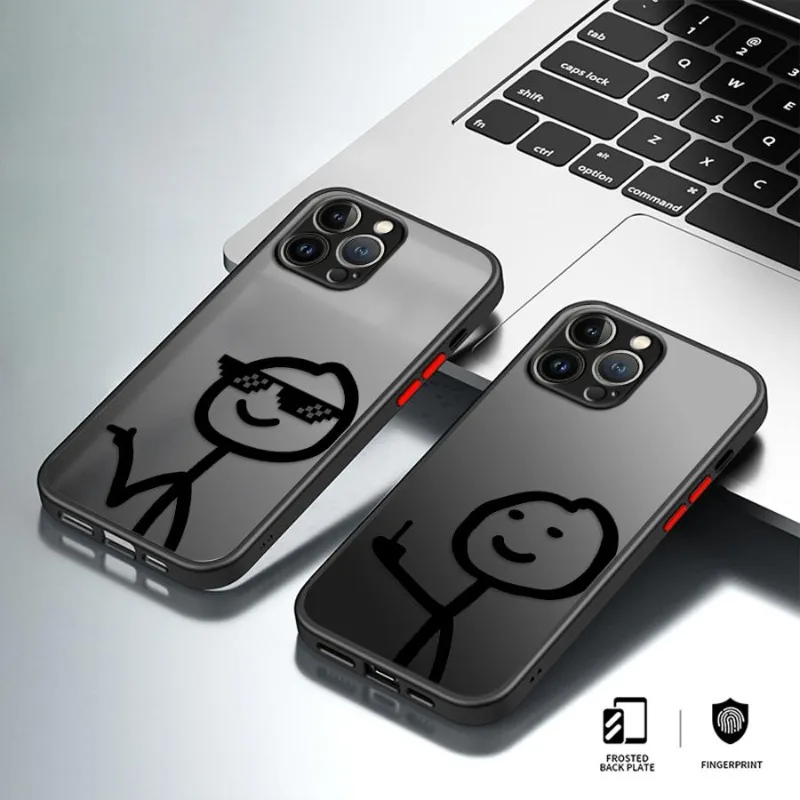 Playful Cartoon Matchman Shockproof Matte Transparent Phone Case