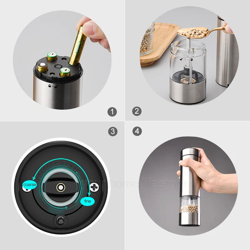 Sale E Pepe Elettrico Sale E Pepe Set 2 Pezzi Macina Pepe - Macina Sale E Pepe, Materiali In Acciaio Inox E Macina Pepe Elettrico Trita Sale E Pepe Elettrico - Foto 13