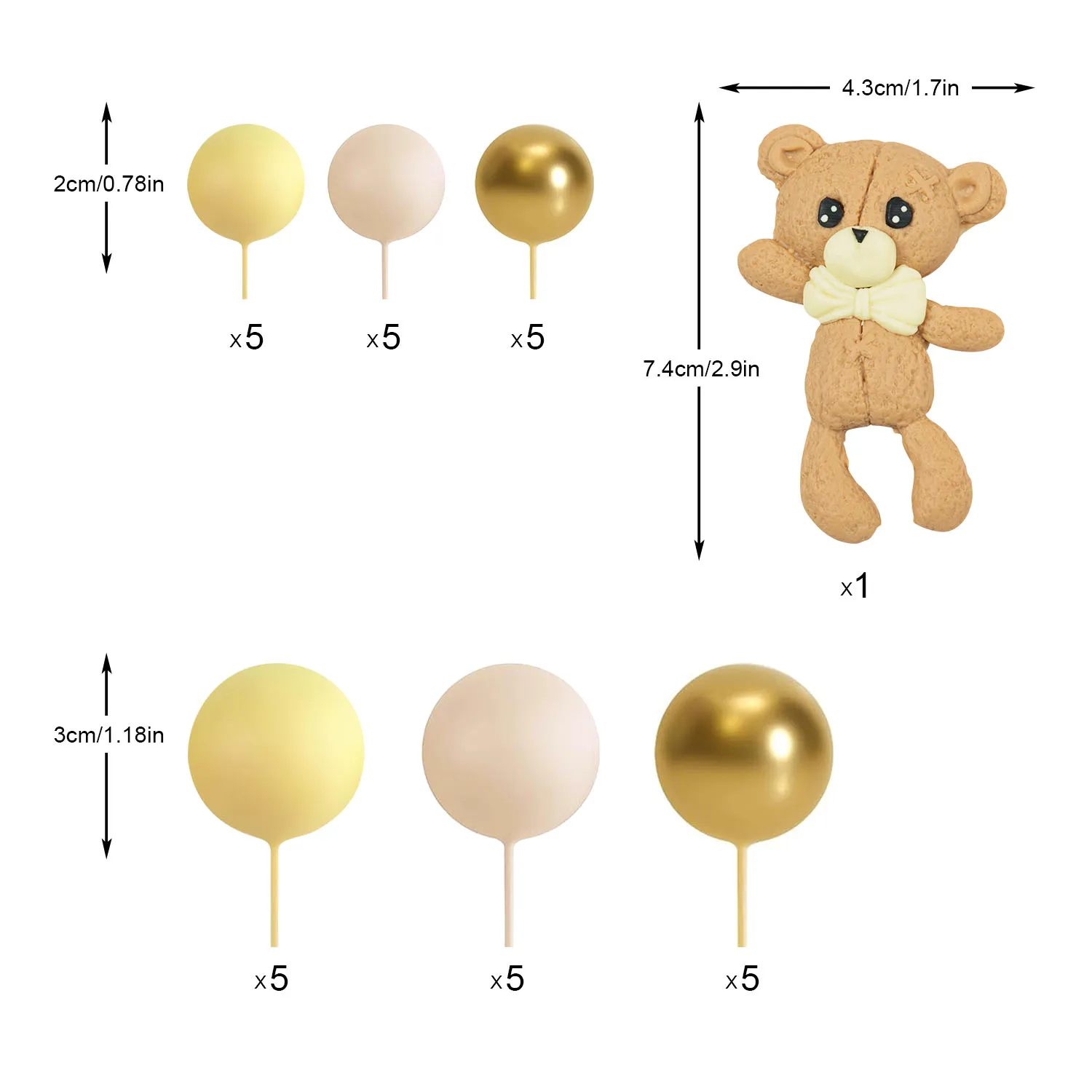 Description Picture 6 of item31pcs  Bear Colorful Balloons Balls Cake Toppers for Birthday Baby Shower Party Decorations Supplies