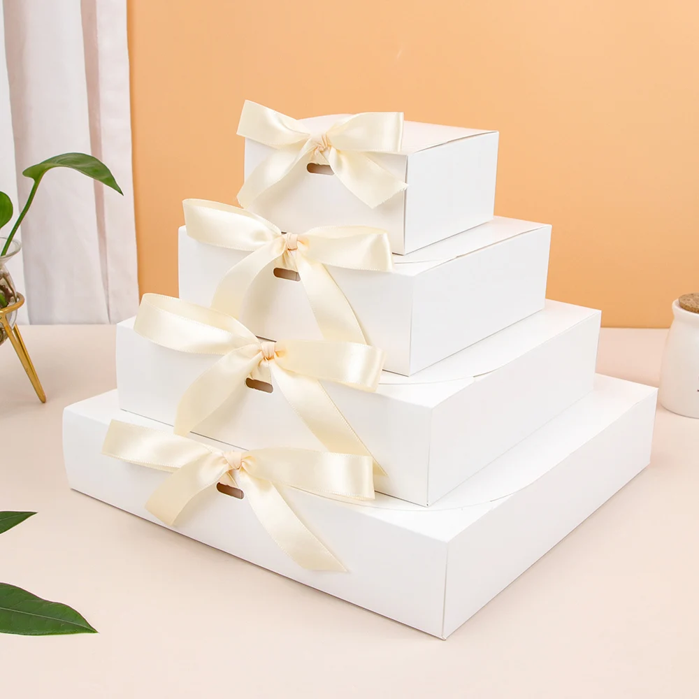 White ribbon gift carton holiday party candy clothing general packaging