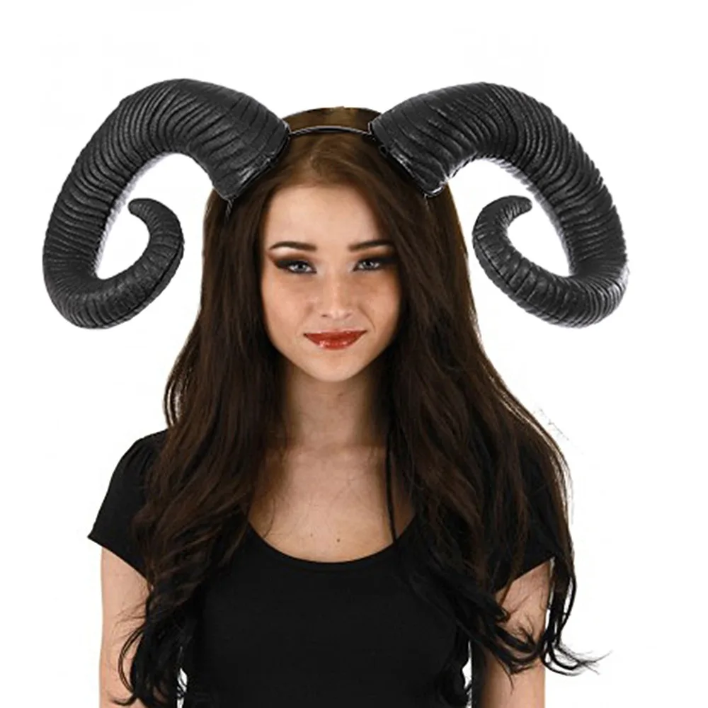 Black Foam Ox Horn Headband for Goth Party Cosplay
