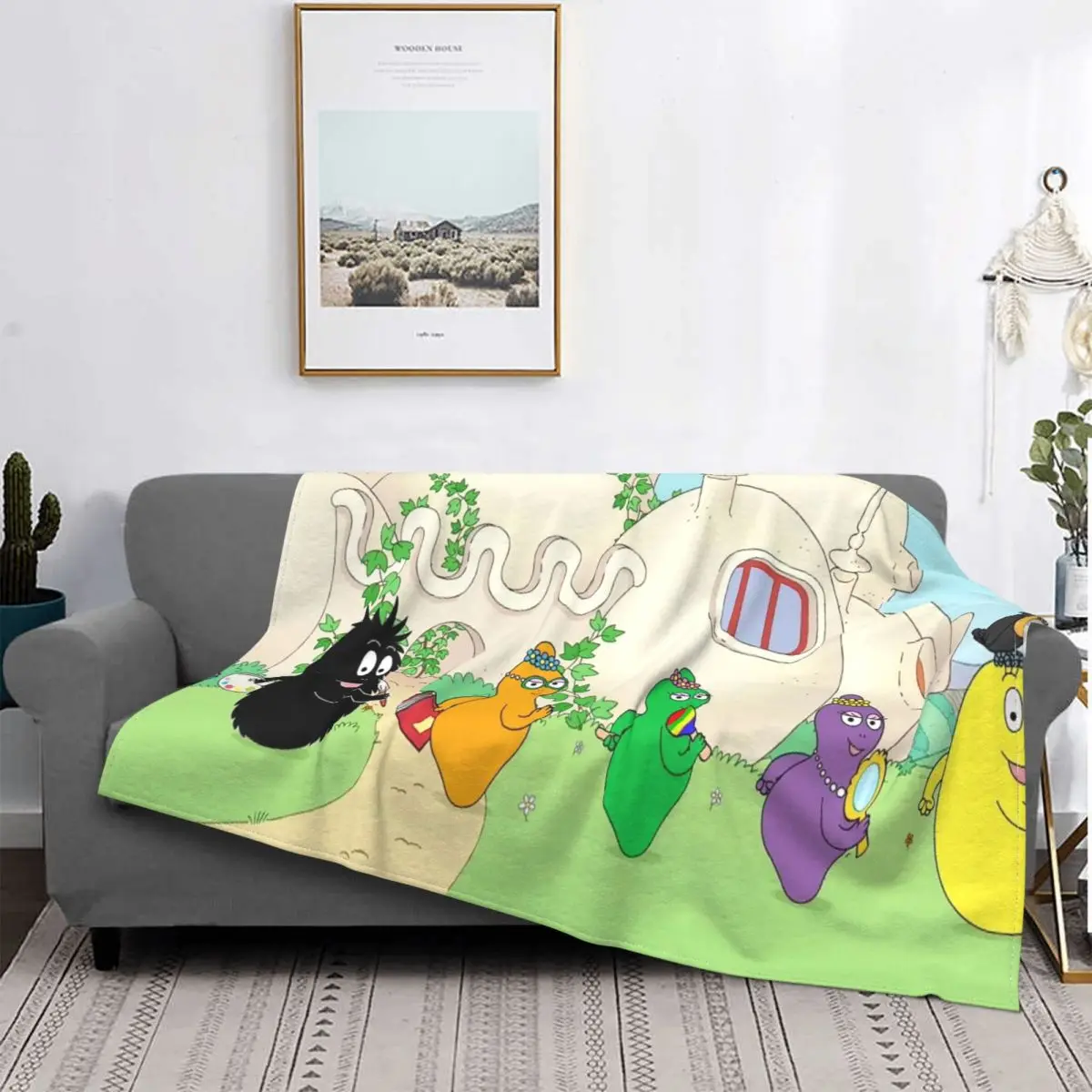 

Barbapapa Barbamama Parent Child Animation Blanket Flannel Print Cute Cartoon Portable Warm Throw Blanket for Bed Travel Quilt