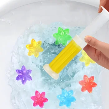Confezione da 5 pezzi Detergente per WC profumato floreale Gel Siringa Fragranza Scarico Detergente per WC Deodorante per ambienti Deodorizzare Strumenti per il bagno 1