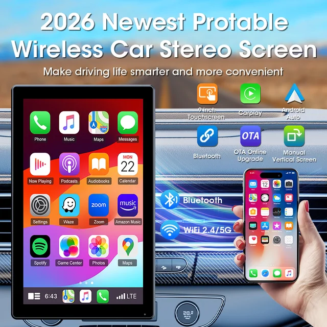 7/8/9 بوصة دعم التوجيه والصورة راديو مرآة السيارة اللاسلكي Carplay أندرويد السيارات الوسائط المتعددة مشغل فيديو شاشة عالمية