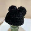 Black Bear Ears Rabbit Hair Beanies Cap Y2K Autumn and Winter Fashion Versatile Cute Plush Pullover Hats for Women and Men 5