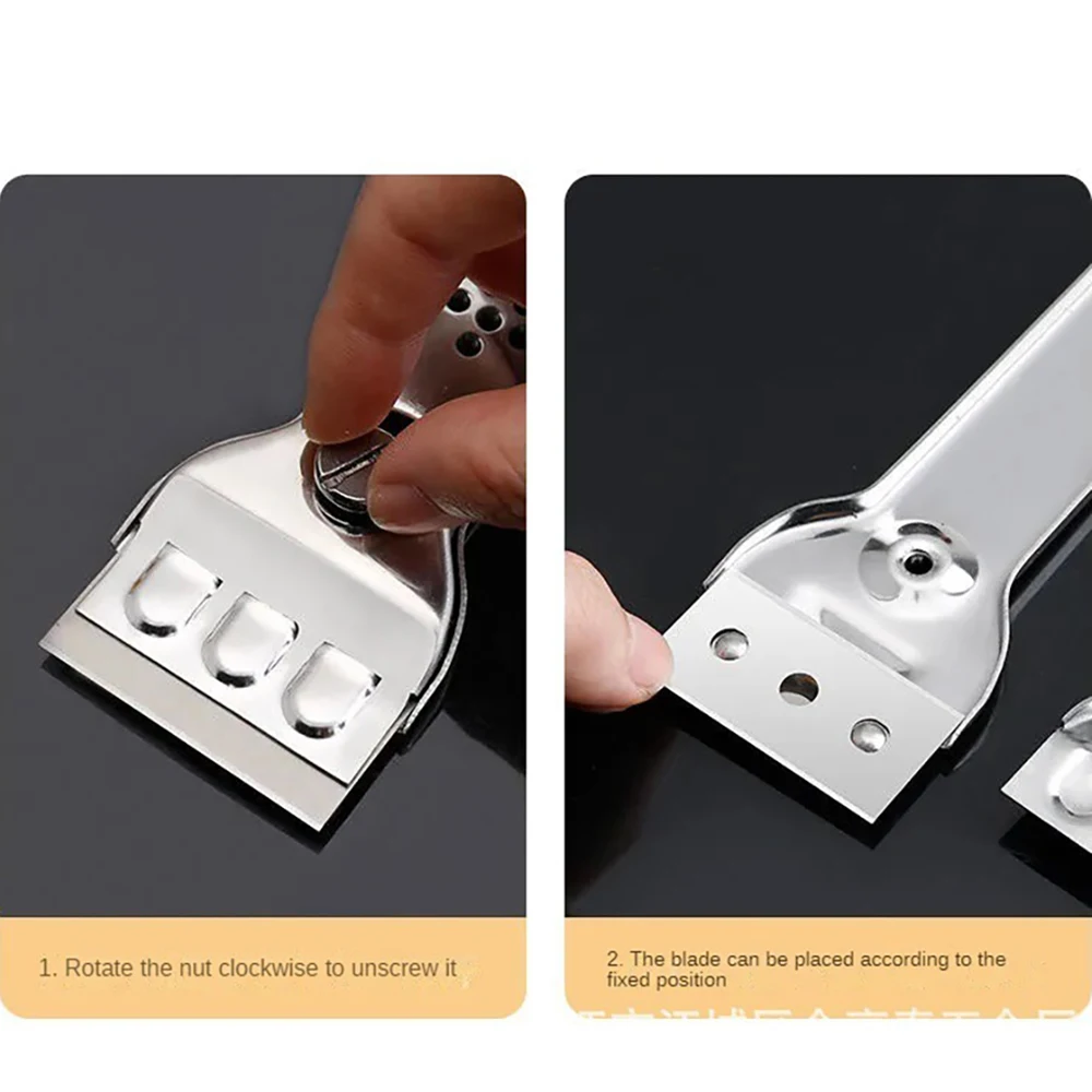 Razor Blade Scraper Stainless Steel Blade Razor Scraper For Cleaning Glue Sticker Remover Window Glass Car Ceramic Heavy Dirt Clean Shovel Razor Blade Scrapers Glue Removal Scraper