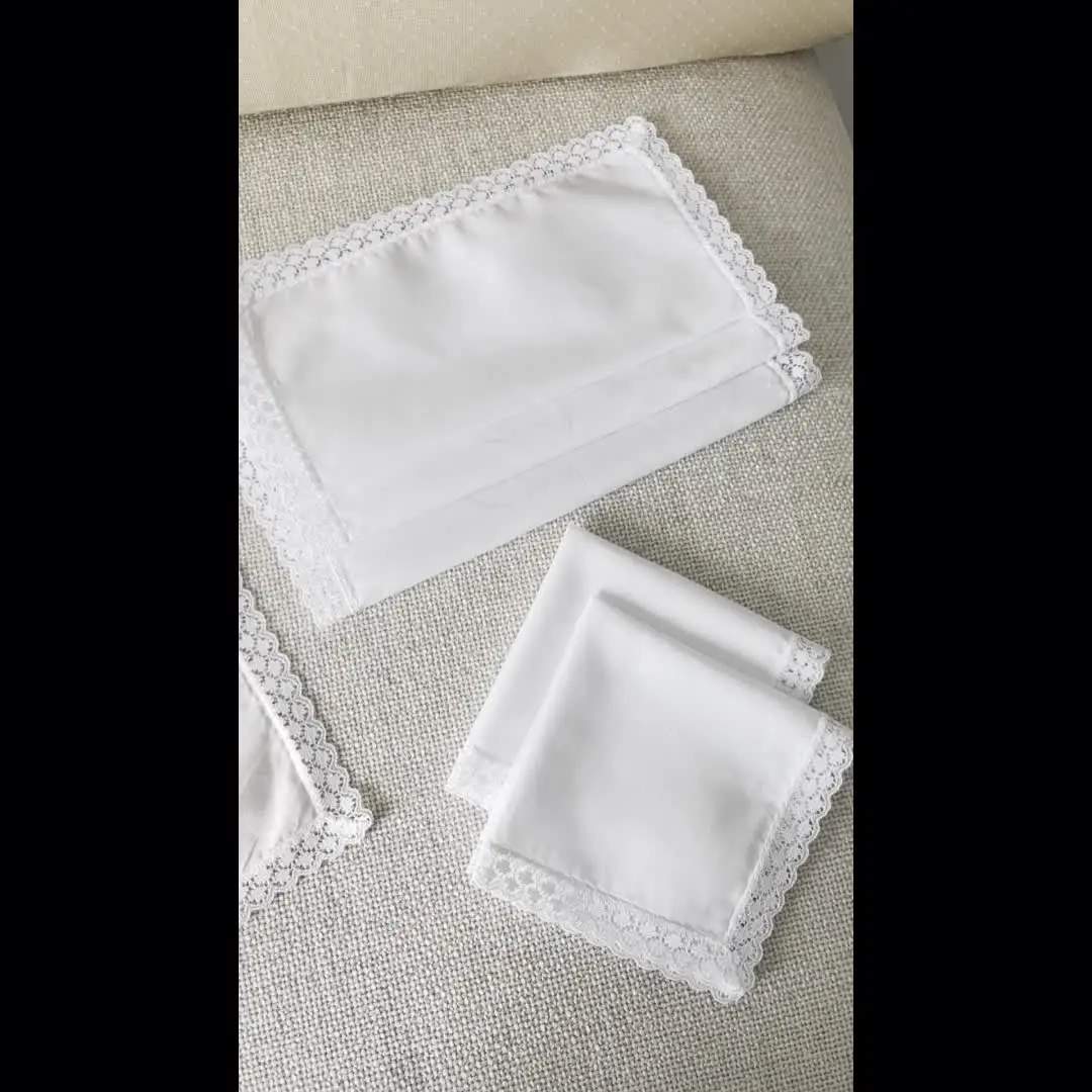 6 Fazzoletti Da Donna In Cotone 100% Con Bordo In Pizzo Bianco – Morbidi E Assorbenti, 25x25cm, Confezione Pratica - 6