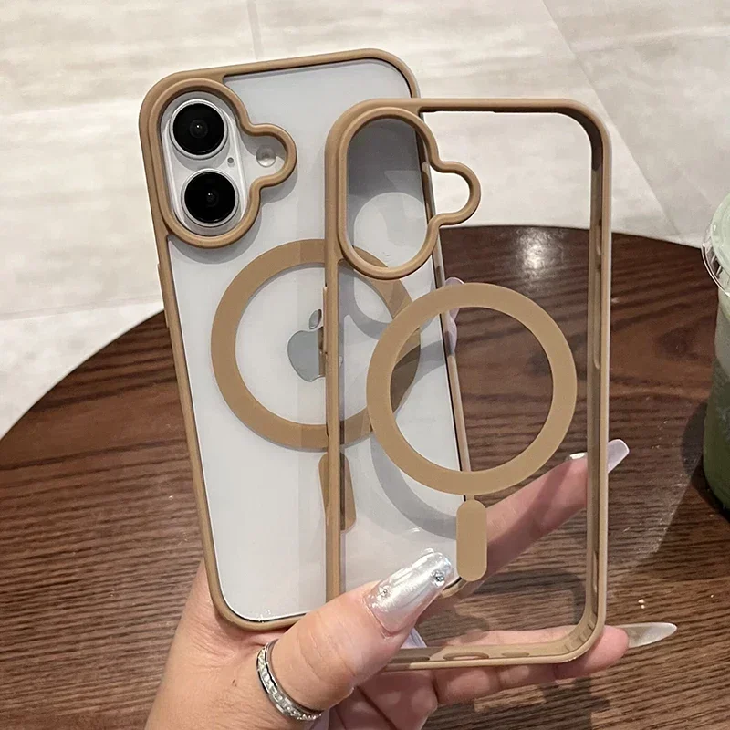 Acrylic Phone Case For iPhone 16 15 14 13 12 11 Pro Max Plus For Magsafe Transparent Clear Magnetic Wireless Hard Cover funda