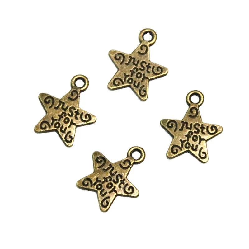 

100Pcs 14*12MM Antique Bronze Plated Star Charms Pendant DIY Handmade Jewelry Accessories For Bracelet Necklace