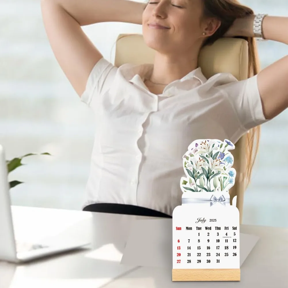 New Year Bloomy Flowers Desk Calendar Monthly Planner Vase Shaped Desk Calendar With Detachable Base Countdown Calendars