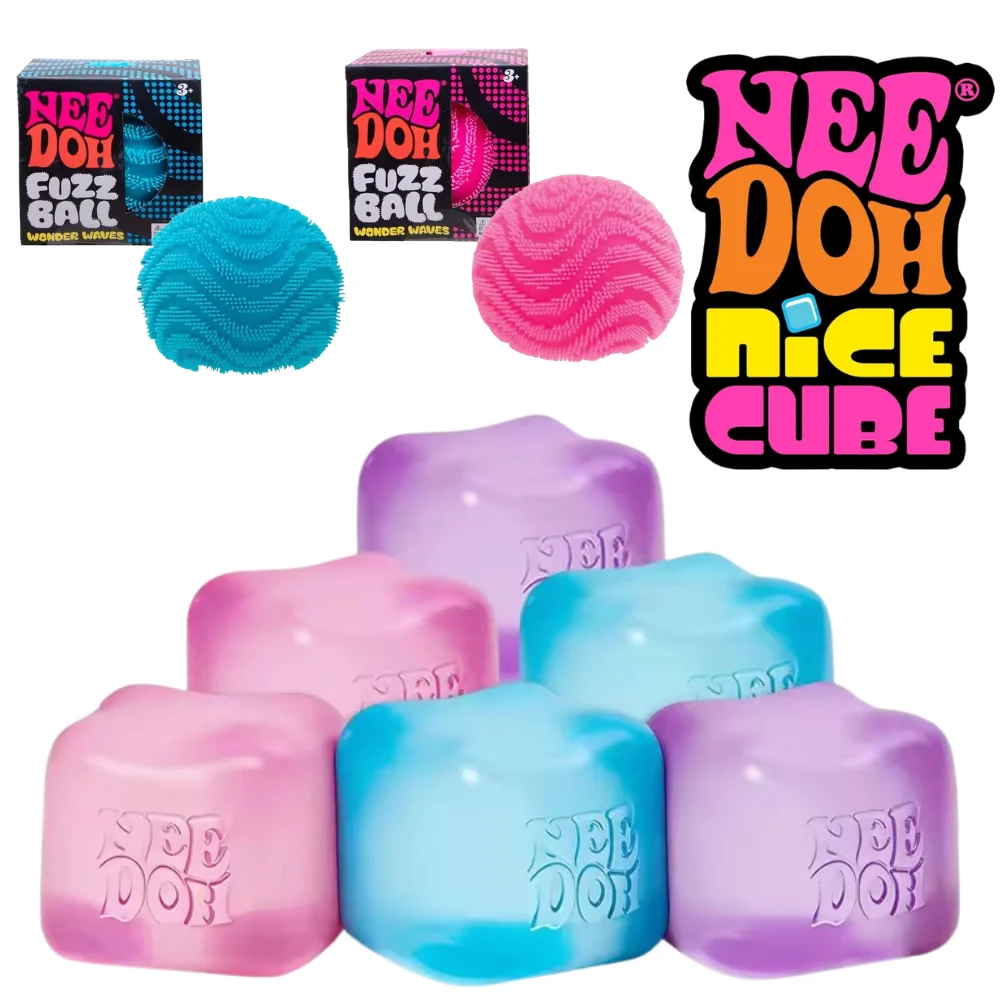 Nee Doh Fuzz Ball Wonder Waves Sensorisches Quetschspielzeug Texturierter Stressabbau-Fidget-Ball für Erwachsene und Kinder