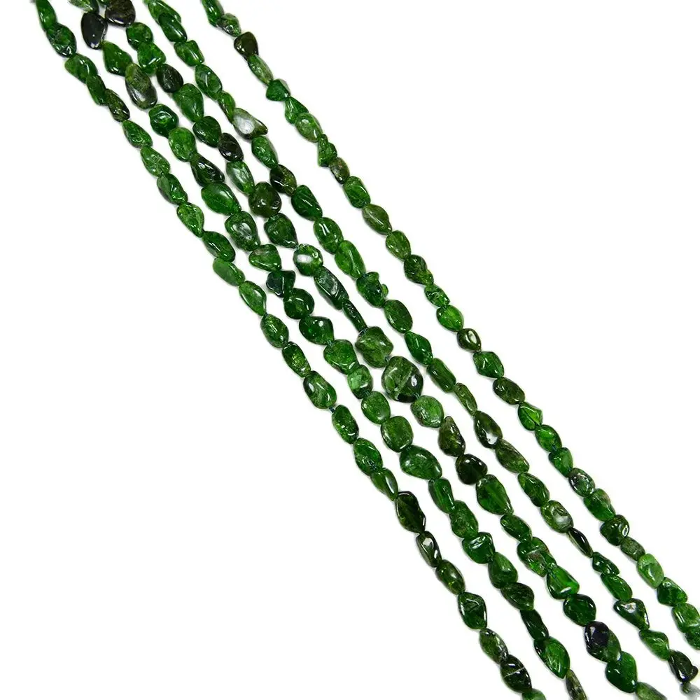 

APDGG 5 Strands 7x9mm Natural Green Chrome Diopside Smooth Nugget Freeform Oval Loose Beads 15.5" Strand Jewelry Making DIY