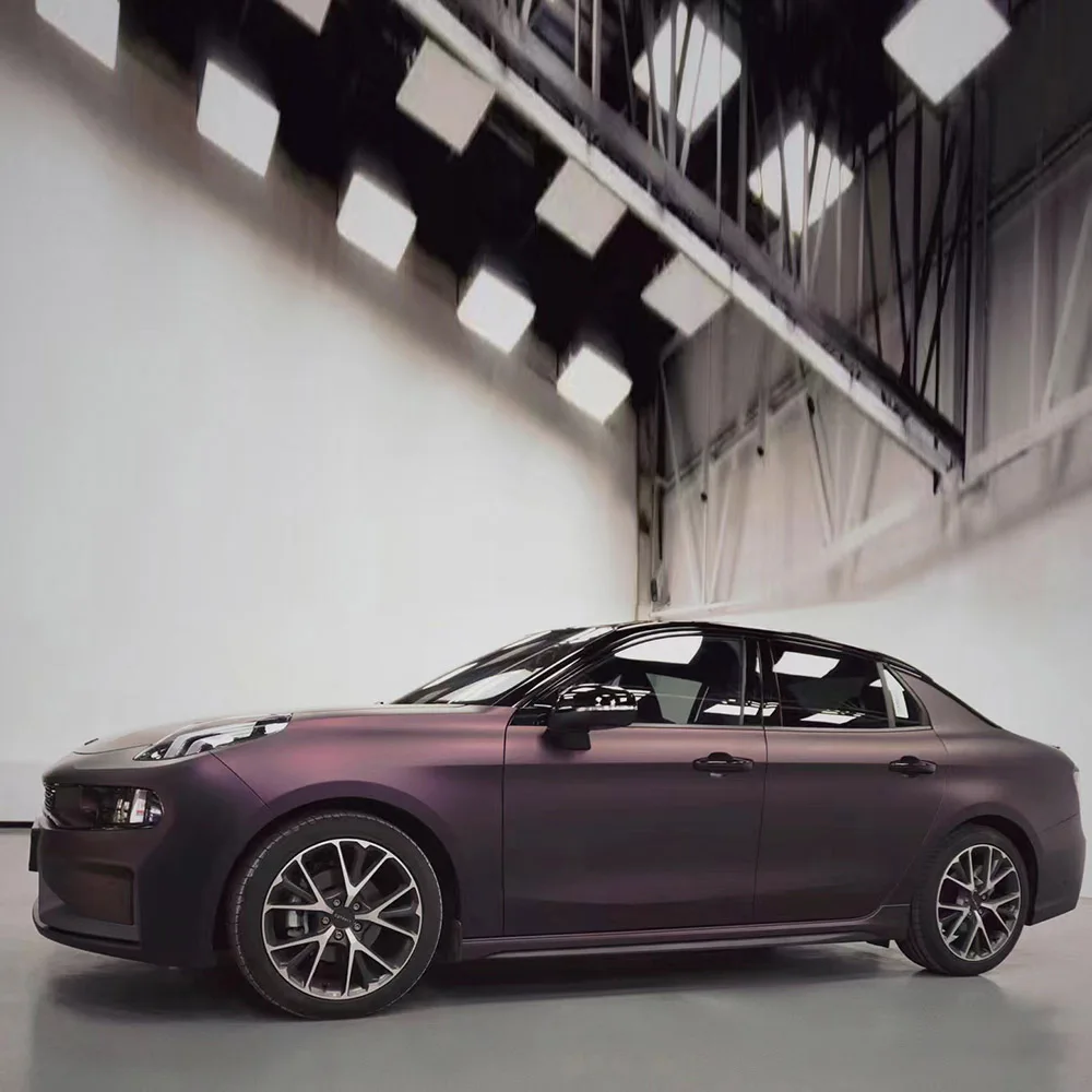 

1.52x18m 5x59ft/Roll Matte Metallic Black Purple liner Vinyl working with car protector film