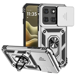 Sliding Window Protective Phone Case with Slide Camera Cover and Hardshell Design for Motorola Edge (2026) (Silver)
