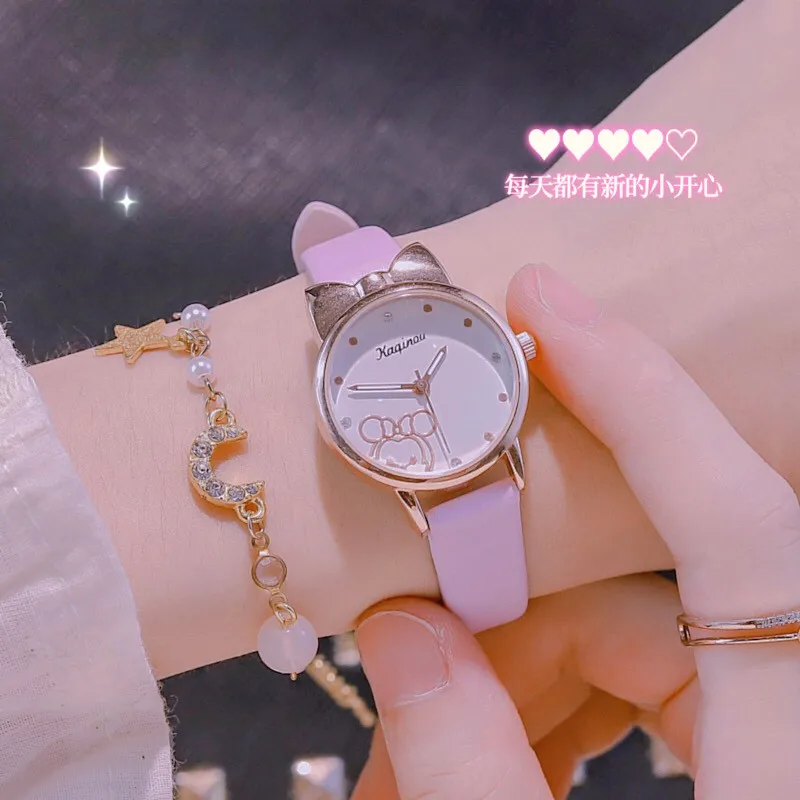 

Women Watch Cartoon Jelly Dial Bracelet Waterproof Watches Set Ladies Leather Band Quartz Wristwatch Women Female Clock for Girl