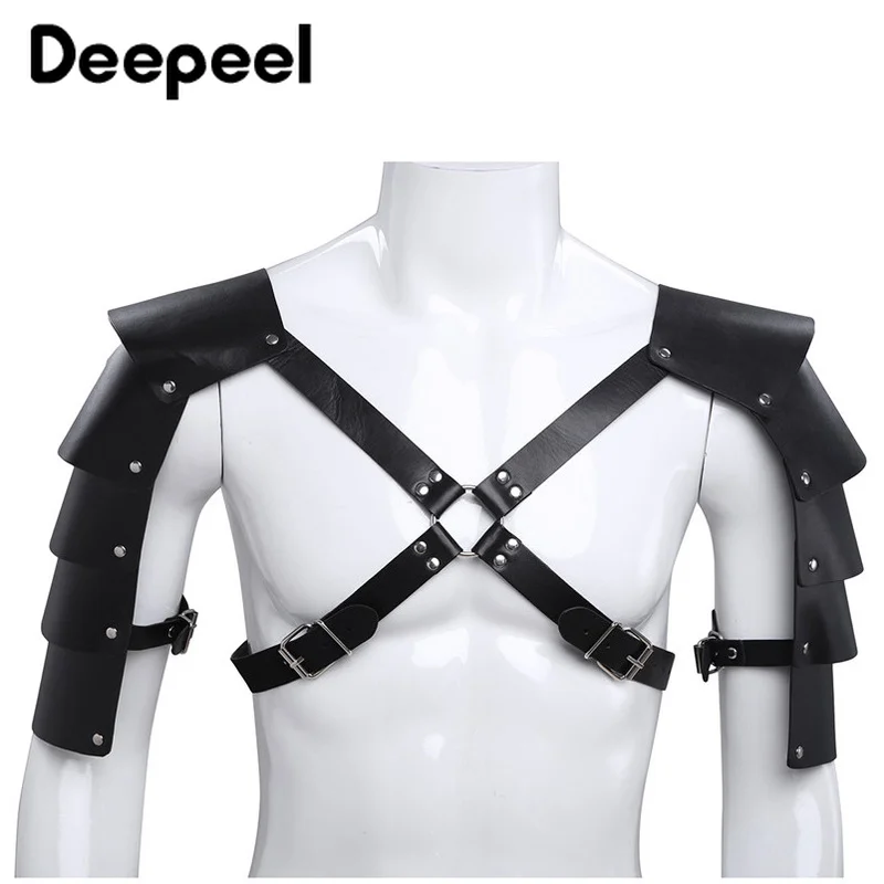 Black Vintage Leather Suspenders Braces Shoulder Strap Belt Harness For Men  