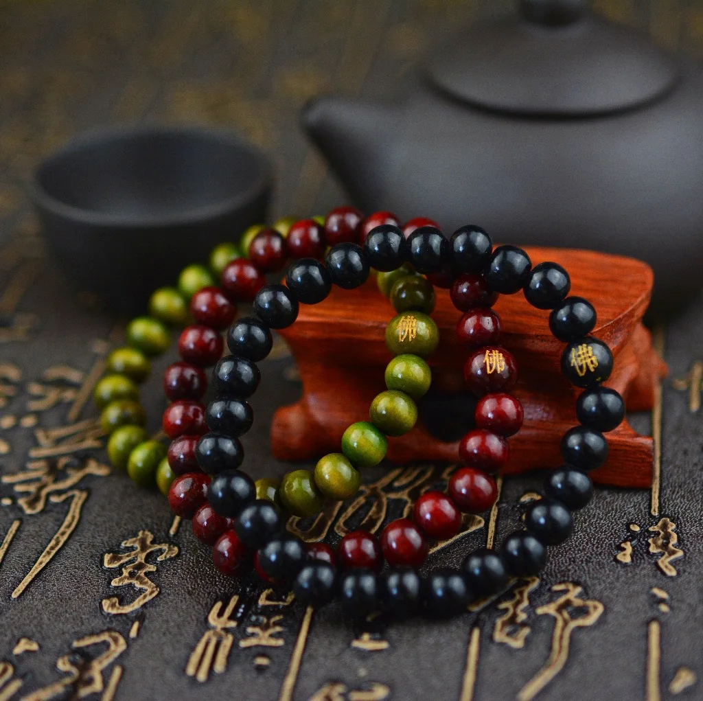 YIZIZAI Men Women Wood Beads Bracelets Rappers Jewelry Gifts Sandalwood Chinese Buddhist Buddha Meditation Prayer Bead bracelet