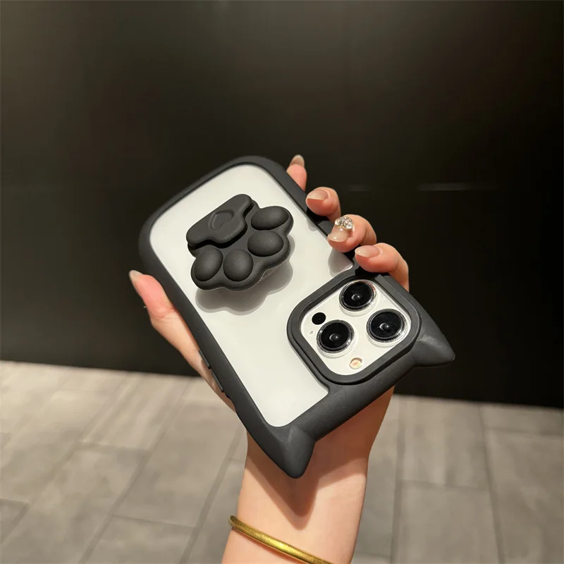 Tekutý průhledný silikonový kryt s plným pokrytím s kočkou, měkký třpytivý kryt pro iPhone 11 12 13 14 15 16 Pro Max Plus_voghion.com