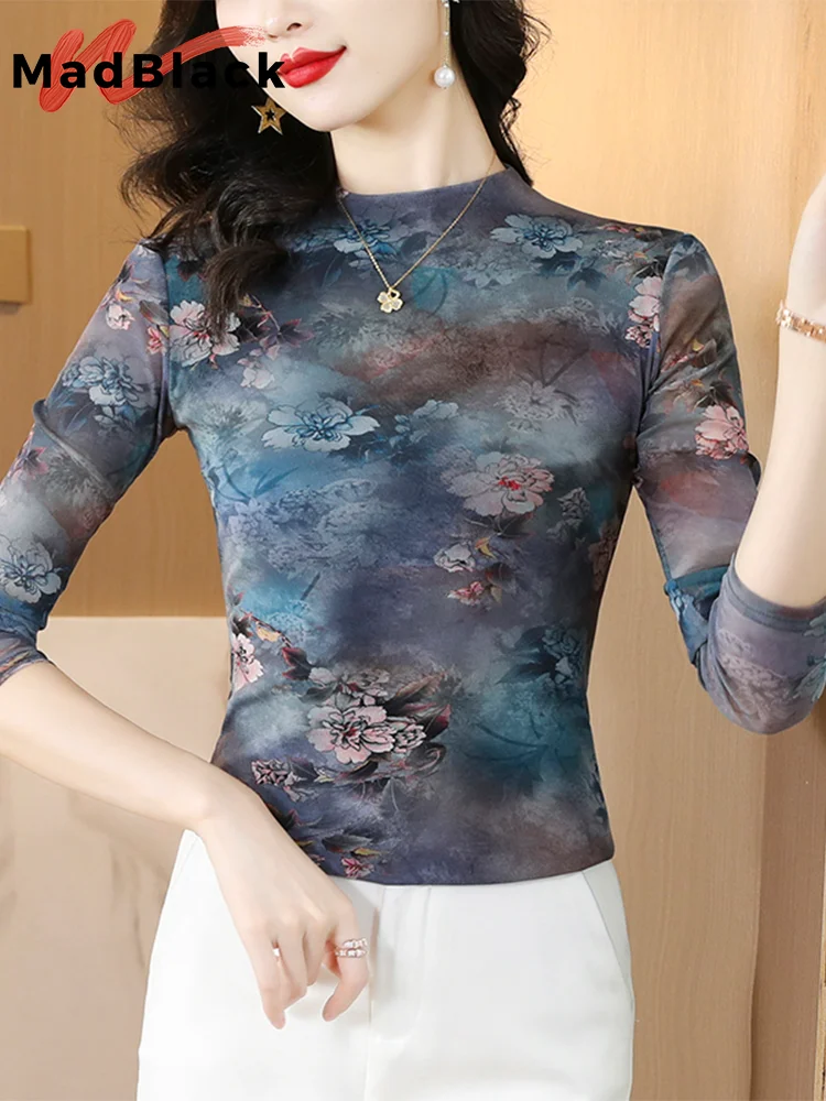 

Женский топ с длинным рукавом, с цветочным принтом