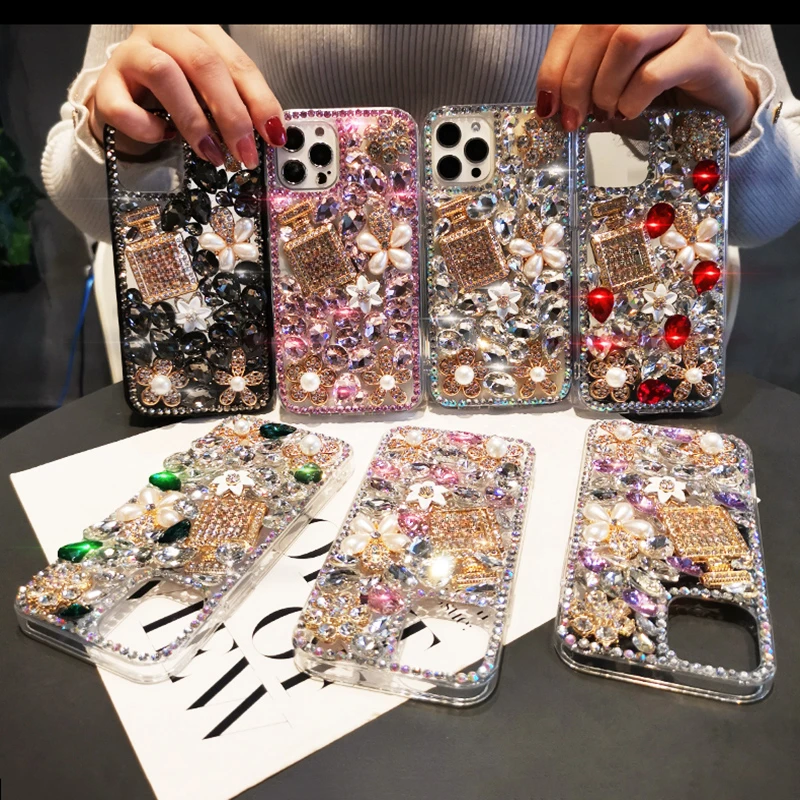 

Luxury Crystal Gem Rhinestone Cases For iphone15Pro 14Plus 11 12 13Pro XS MAX XR Soft Clear Phone Cover For iphone7 8 PLUS Capa