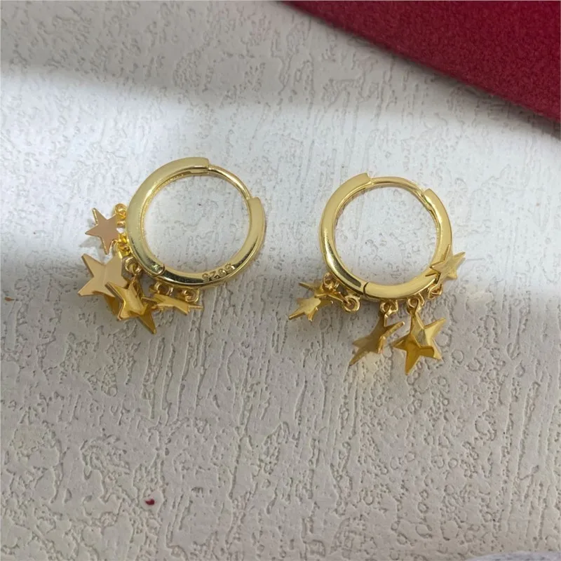 18k Gold-Plated Star Tassel Dangle Earrings for Women Vintage Simple Earring Jewelry Gifts Серьги Cеребро