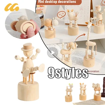 나무 광대 말 기린 개 조각상 공예 장난감, 풍부한 제품 유형, 작은 동물 미니 탁상 장식품, 창의적인 곰팡이 방지