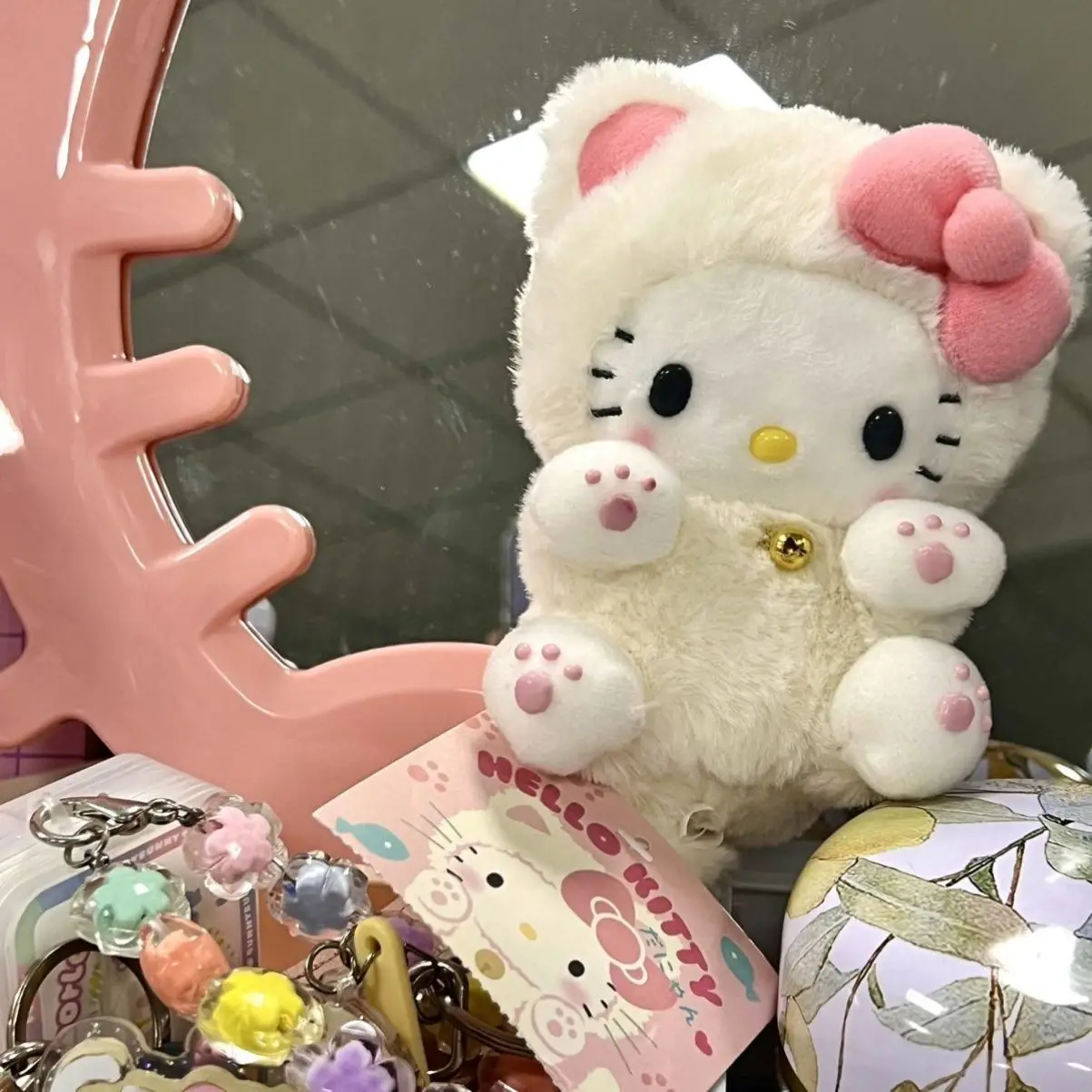 

Sanrio Hello Kitty Plush Doll Pendant 10Cm Cute Plushies Cartoon Kitty Plush Schoolbag Keychain Small Ornament Backpack Gift