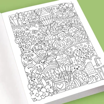 Libro da Colorare con Linee Artistiche Rilassanti, Oltre 3000 Pagine con Simpatici Icone Cartoon, Libro di Attività per Pratica di Disegno e Relax