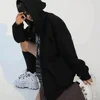 Warm Lightweight Coat Hooded Drawstring Jacket Coat for Men Women with Zipper Placket Pockets Loose Fit Sweatshirt Outwear Long 3
